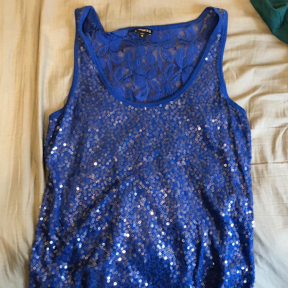 Sequined and floral Express top